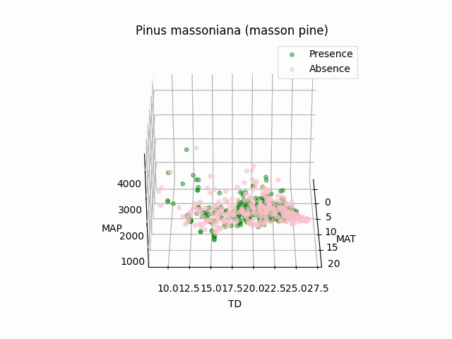 3D Niche Model of Pinus massoniana
